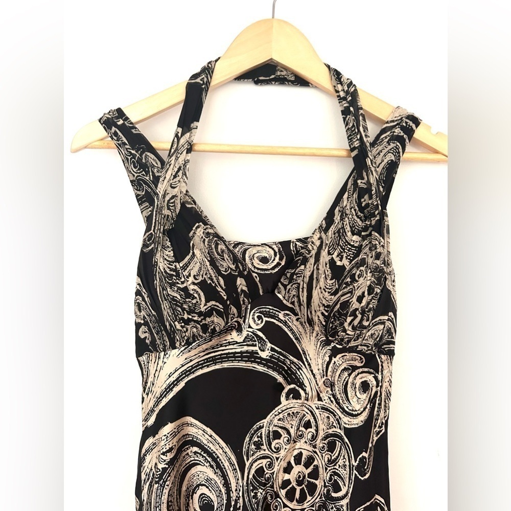 Adrianna Papell  silk  dress occasion black beige pattern print floral gown - Picture 4 of 13
